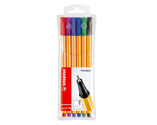 STABILO Point 88 Fineliner 0,4 mm Strichstärke - Etui, mit 6 Stiften