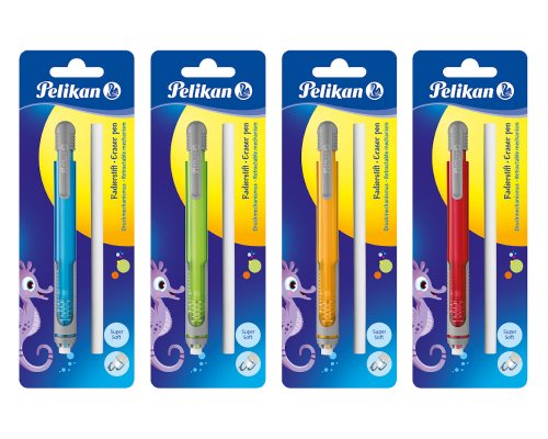 Pelikan Radierstift und Refill, farbig sortiert auf Blisterkarte
