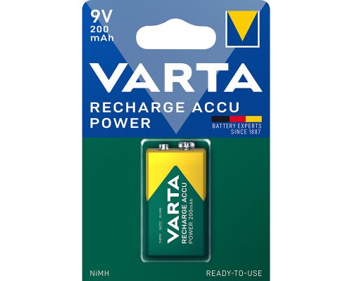 Varta Akku NiMH, E-Block, HR22, 9V/200mAh Accu Power, Pre-charged, Retail Blister