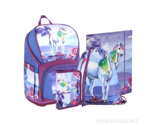 Spirit AIR Light Schulranzen Set Einhorn, 4-teilig - superleicht (nur 700 g Leer-Gewicht)