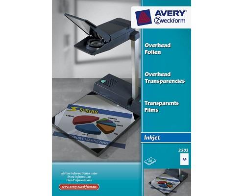 Avery Zweckform 50 Overheadfolien für Tintenstrahldrucker, transparent (2502)
