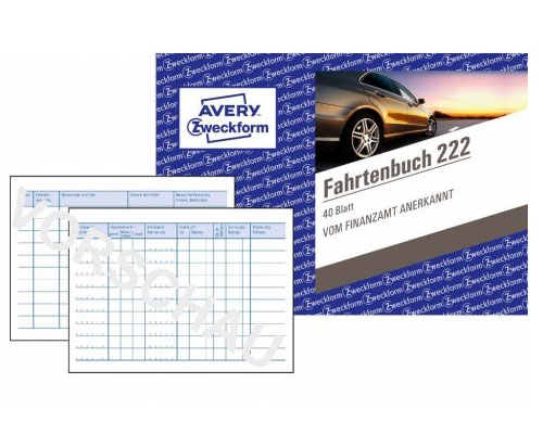Avery Zweckform 222 Fahrtenbuch A6-Quer 40 Blatt mit Kraftstoffverbrauchstabelle