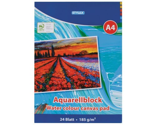 Stylex Aquarellblock DIN A4, 24 Blatt, 185 g/m²
