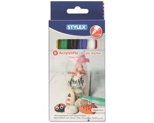 Stylex Acrylstifte, Lackmarker, 6 Stück