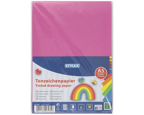 Stylex Tonzeichenpapier 200 g/m² , DIN A5, 40 Blatt, trendfarben, FSC