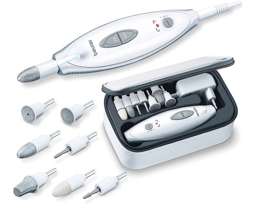 Beurer MP 41 Maniküre-/ Pediküre-Set, elektrische Nagelfeile mit 7 Aufsätzen, LED Licht, mit Aufbewahrungstasche