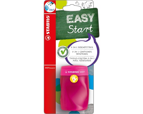 Ergonomischer Dreiloch-Dosenspitzer STABILO® EASYsharpener pink für Linkshänder im Blister