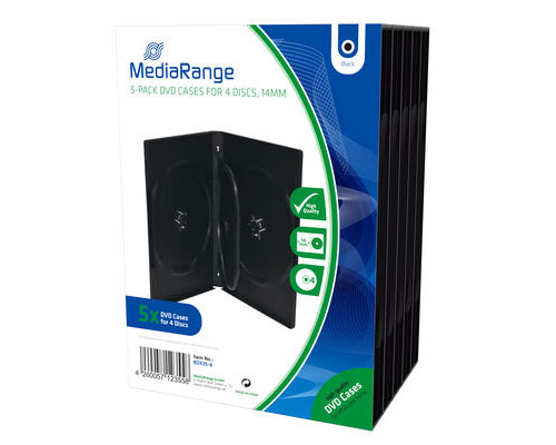 5 x DVD-Hüllen Schwarz für je 4 DVDs (19 x 13,5 x 1,4 cm) BOX35-4