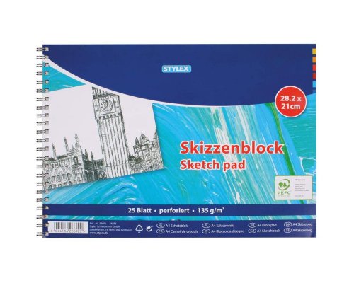 Stylex Skizzenblock, A4, 25 Blatt, 140 g/m²