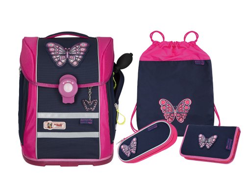 McNeill Schulranzen-Set 4-tlg. ERGO McAir BUTTERFLY - mit Hightech-Luftpolster