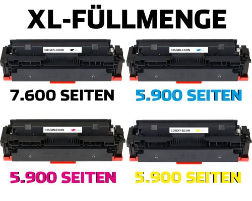 Kompatibel mit Canon 055H XL-Toner -Kombipack- je 1x Schwarz, Cyan, Magenta, Gelb jetzt kaufen - von TONERDUMPING
