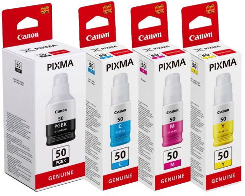 Canon GI-50 Original-Tintenflaschen-Set jetzt kaufen (Schwarz, Cyan, Magenta, Gelb)