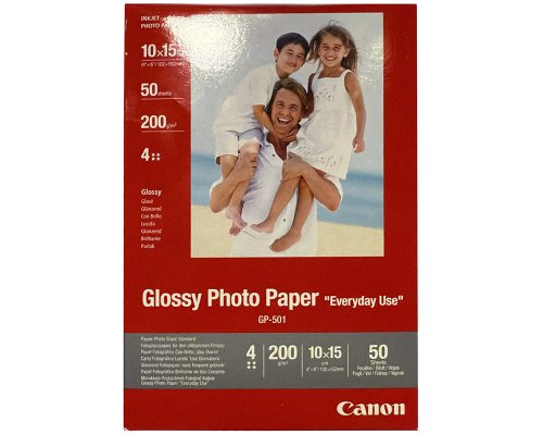 Canon Fotopapier 50 Blatt 4 x 6 Zoll / 10,2 x 15,2 cm GP-501 glänzend 200g/m² - Everyday Use