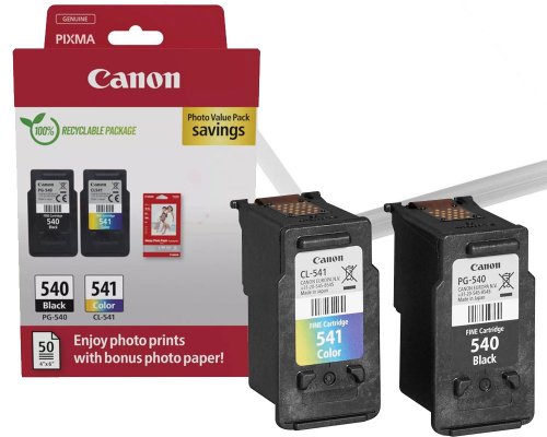 Canon PG540/ CL541 Original-Druckerpatronen Multipack 5225B013 jetzt kaufen schwarz + color + 50 Blatt 10x15cm Fotopapier