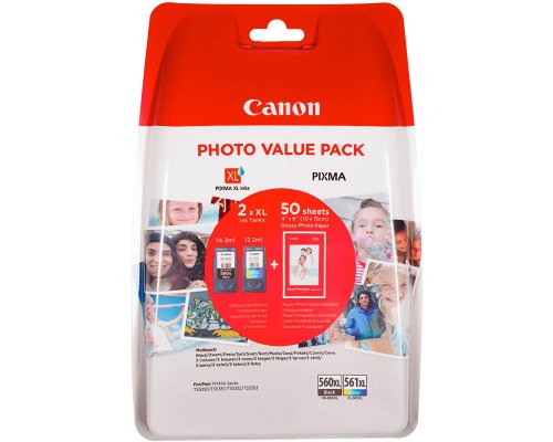 Canon PG-560XL/ CL-561XL Original-Druckerpatronen Multipack inkl. 50 Blatt Fotopapier jetzt kaufen