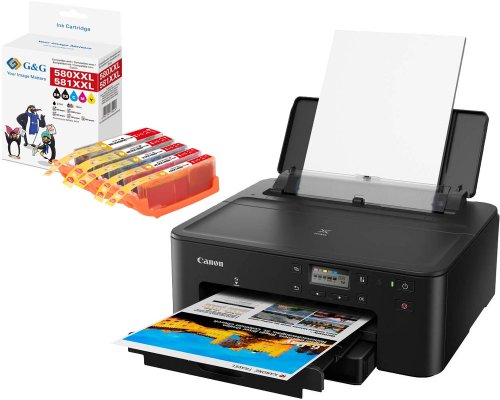 Canon PIXMA TS705a Tintenstrahldrucker + 5 XXL Tintenpatronen von G&G (keine Canon Setuppatronen enthalten)