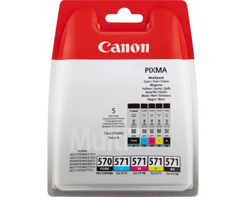 Canon PGI-570PGBK/ CLI-571 Multipack Cyan, Magenta, Gelb, Fotoschwarz, Text-Schwarz jetzt kaufen