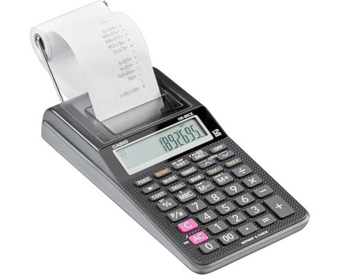 Tischrechner Casio HR-8RCE 12-stellig, druckend (inkl. 4 Batterien, Inkrolle und Additionsrolle)