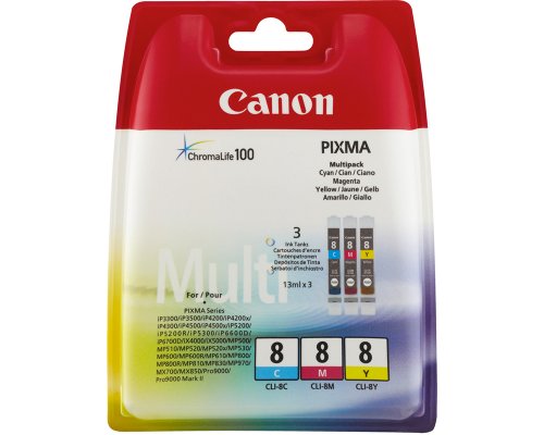 Canon CLI-8 Multipack (0621B029) Gelb, Cyan und Magenta jetzt kaufen