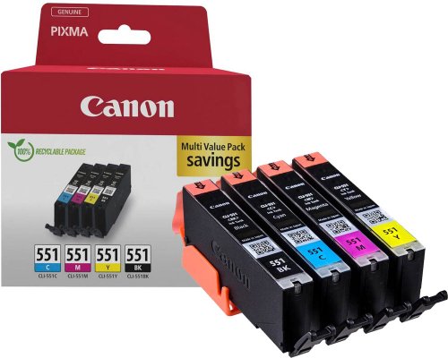 Canon CLI-551 Valuepack Fotoschwarz, Cyan, Magenta, Gelb 6509B015 (ersetzt Canon 6508B005) jetzt kaufen