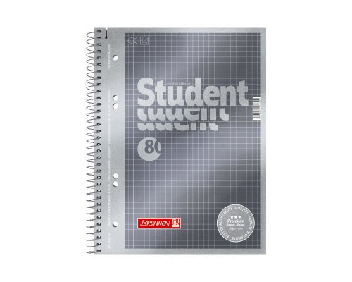 BRUNNEN Premium Collegeblock Student DIN-A5, kariert, 80 Blätter, 90g/m², 6-fach gelocht