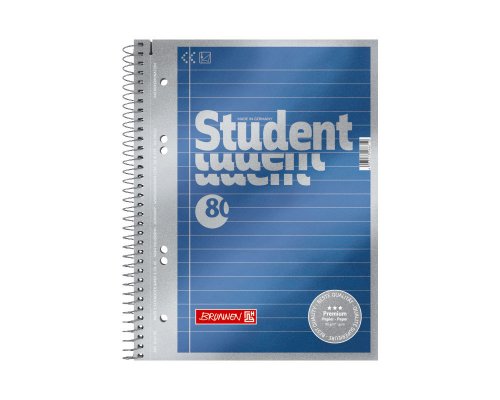BRUNNEN Premium Collegeblock Student DIN-A5, liniert, 80 Blätter, 90g/m², 6-fach gelocht
