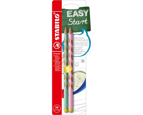 2 STABILO EASYgraph Bleistifte, HB, pastelrün/pastelrosa für Linkshänder