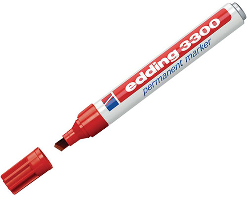 Permanentmarker edding 3300, nachfüllbar, 1 - 5 mm, Keilspitze, rot
