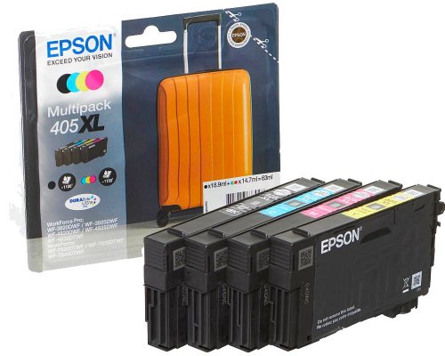 4 Epson 405XL Original Durabrite Ultra Tinten Multipack jetzt kaufen Koffer Schwarz, Cyan, Magenta, Gelb