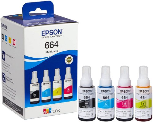 Epson Original-Tinte T664 / C13T664640 (4 x 70 ml) Schwarz, Cyan, Magenta, Gelb jetzt kaufen