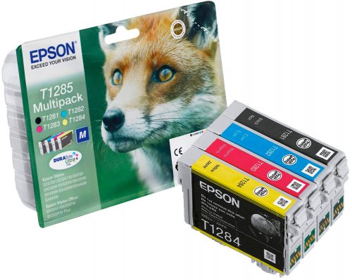 Epson T1285 Multipack Fuchs Tinte Schwarz jetzt kaufen , Cyan, Magenta und Gelb