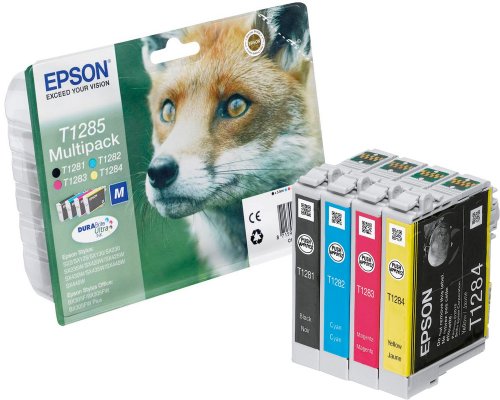 Epson T1285 Fuchs Original-Druckerpatronen Multipack: Schwarz jetzt kaufen , Cyan, Magenta und Gelb