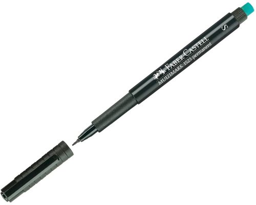 Faber-Castell CD-/Permanentmarker MULTIMARK S, wasserfest, 0,4 mm, mit Radierer, Schwarz