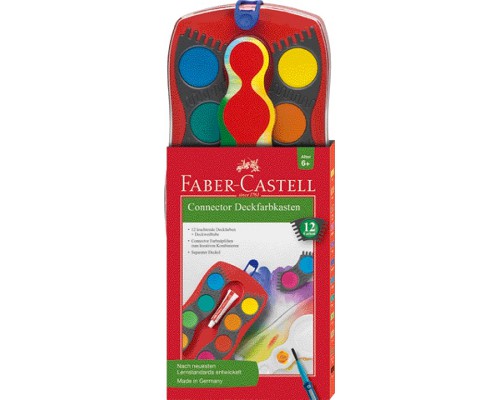 Faber-Castell CONNECTOR Farbkasten 12 Farben, inkl. Deckweiß