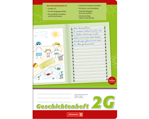 Geschichtenheft A4 16 Blatt Lineatur 2G, Klasse 2