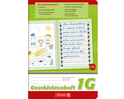 Geschichtenheft A5 16 Blatt Lineatur 1G, Klasse 1