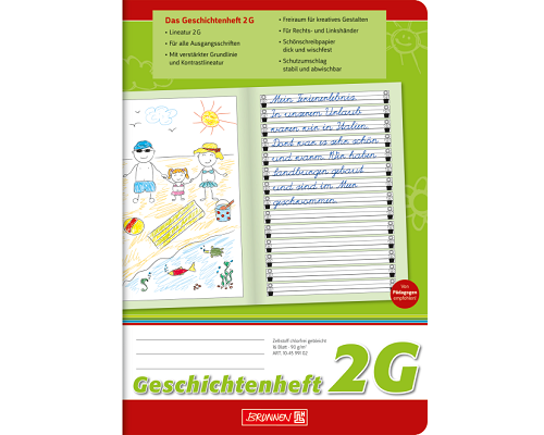 Geschichtenheft A5 16 Blatt Lineatur 2G, Klasse 2