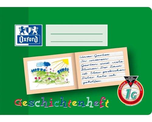 Oxford Geschichtenheft A5 quer, 16 Blatt, Lineatur 1G, 90 g/m²
