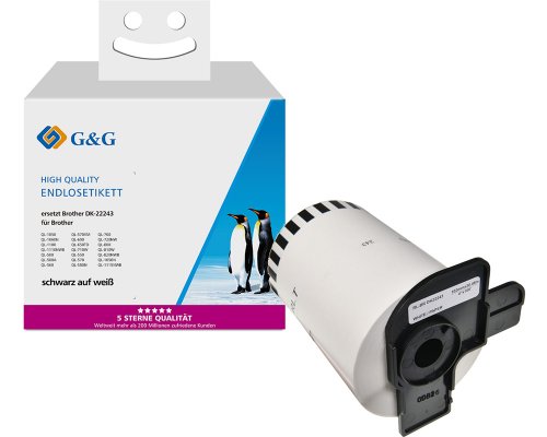 Kompatibel mit Brother DK-22243 Endlos-Etiketten (102mm x 30,48m) Schwarz auf weiß jetzt kaufen - Marke: G&G