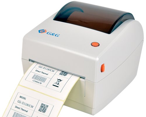 G&G GG-D1180CW Etikettendrucker - max 104 mm Druckbreite, Thermodruck (ohne Tinte auf Thermopapier), perfekt für Paketmarken-Druck, USB-, und WLAN-Schnittstelle
