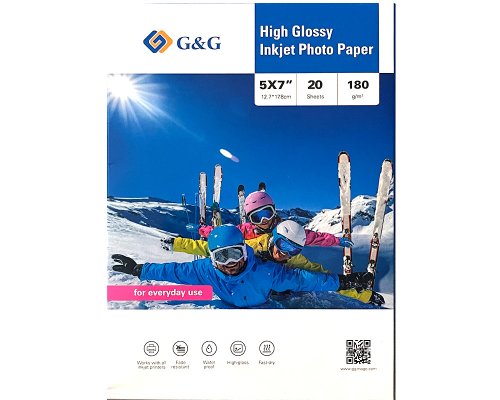 G&G Fotopapier 20 Blatt 5 x 7 Zoll / 12,7 x 17,8 cm hochglänzend 180g/m² - die preiswerte Alternative!