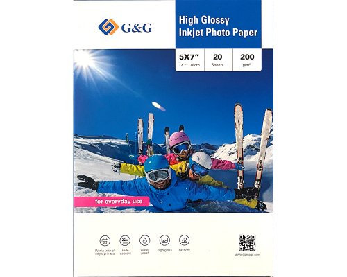 G&G Fotopapier 20 Blatt 5 x 7 Zoll / 12,7 x 17,8 cm hochglänzend 200g/m² - die preiswerte Alternative!