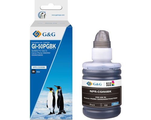 Kompatibel mit Canon GI-50 PGBK/ 3386C001 Nachfüll-Tinte Schwarz (140,00 ml) jetzt kaufen - Marke: G&G