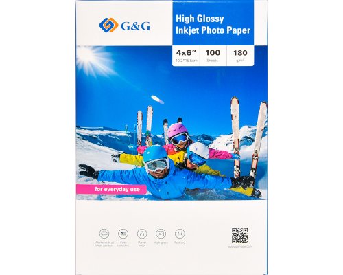 G&G Fotopapier 100 Blatt 4 x 6 Zoll / 10,2 x 15,2 cm hochglänzend 180g/m² - die preiswerte Alternative!