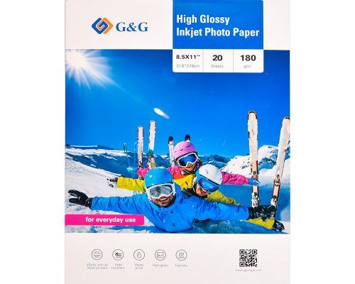 G&G Fotopapier 20 Blatt 8,5 x 11 Zoll / 21,6 x 27,9 cm hochglänzend 180g/m² - die preiswerte Alternative!