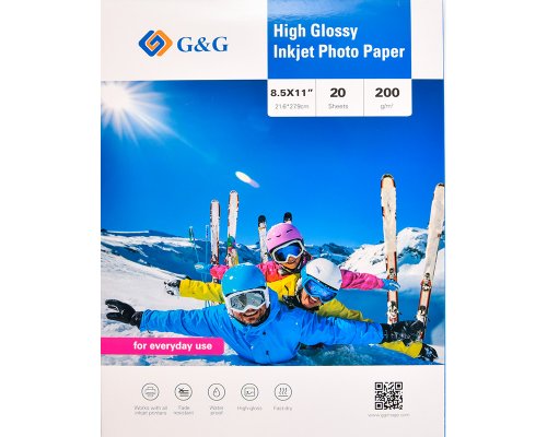 G&G Fotopapier 20 Blatt 8,5 x 11 Zoll / 21,6 x 27,9 cm hochglänzend 200g/m² - die preiswerte Alternative!