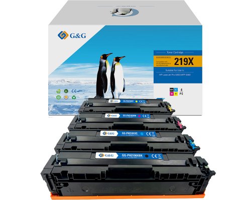 Sparset: Kompatibel mit 4 x HP 219X Toner [modell] W2190X W2191X W2192X W2193X (3.200 Seiten schwarz / 2.500 Seiten color) - Marke: G&G