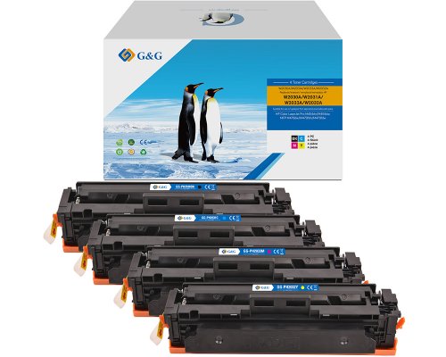 Kompatibel mit HP 415A Toner Multipack jetzt kaufen schwarz, cyan, magenta, gelb ersetzt HP W2030A, W2031A, W2032A, W2033A - Marke: G&G