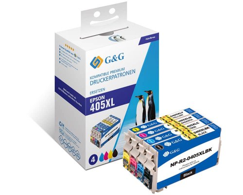 Kompatibel mit Epson 405XL/ C13T05H64010 4x XL-Druckerpatronen 1x schwarz, 1x cyan, 1x magenta, 1x gelb jetzt kaufen - Marke: G&G