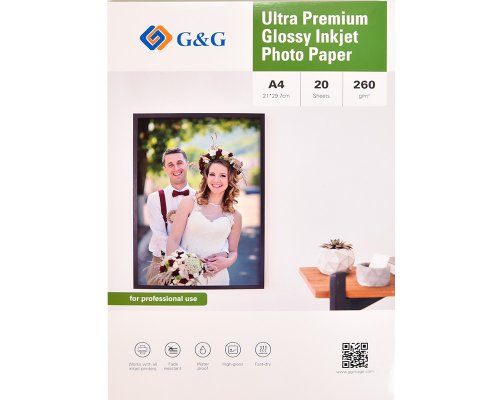 G&G Ultra-Premium Fotopapier 20 Blatt DIN-A4 21 x 29,7 cm hochglänzend 260g/m² - das Papier für Profis